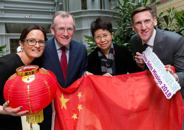 Aoife McVeigh of Visit Belfast, with Tourism Ireland CEO Niall Gibbons, Olga Wang, Embassy of China in Ireland, and James Kenny, Tourism Ireland, pictured at the briefing for the 2018 China sales mission