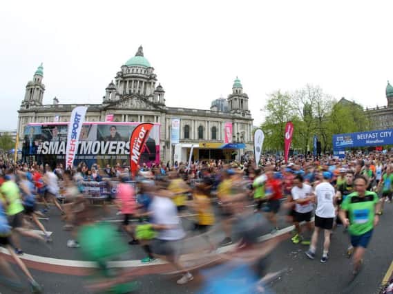 Thousands of runners took part in today's Belfast City Marathon