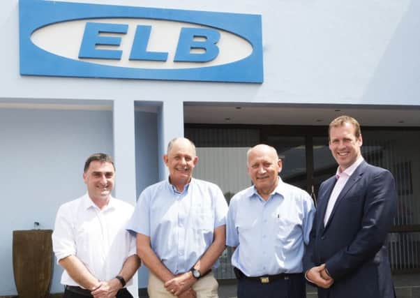 EvoQuips Martin Conway, left, pictured with ELB director Pierre Nel and CEO Peter Blunden and Steve Harper from Invest NI