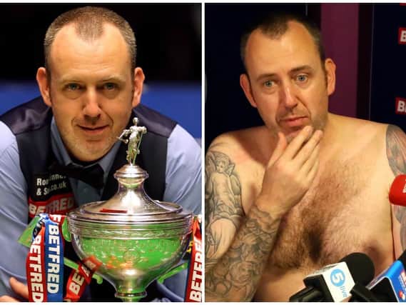 Snooker world champion Mark Williams with the trophy. He later attended a press conference naked
