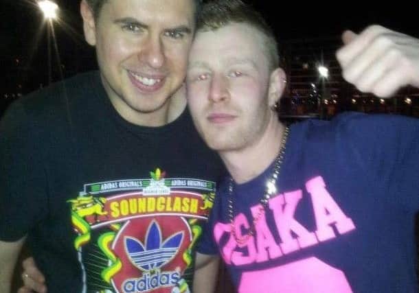 Aaron Henderson pictured with British radio DJ Kutski, who paid tribute to the 30-year-old Coleraine man