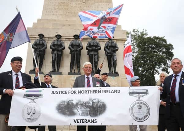 Former soldiers taking part in a protest in London last year, calling for an end to prosecutions of Northern Ireland veterans
