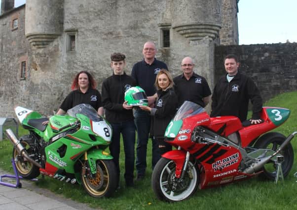 Pictured at the launch of the new Enniskillen Road Races yesterday are (from left) club members Fiona Ferris, Loris Britton and Rodney Shaw with top female racer Melissa Kennedy and her father Trevor, and Gary Dunlop. The event will take place from June 29-30