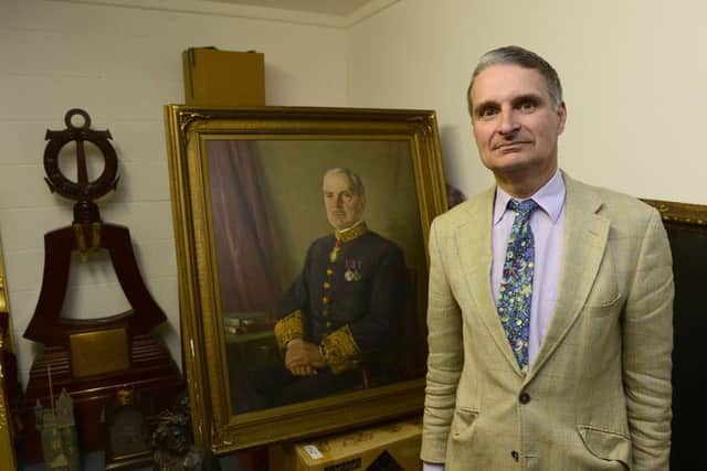 Johnny Andrews with a portrait of his great grandfather Rt Hon JM Andrews, NI's first prime minister.
Picture by Arthur Allison/Pacemaker.