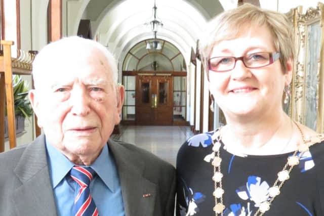 Former US Army sergeant Edward Teddy Dixon attended a lunch in his honour hosted by deputy Lord Mayor of Belfast, Cllr Sonia Copeland at Belfast City Hall on Thursday