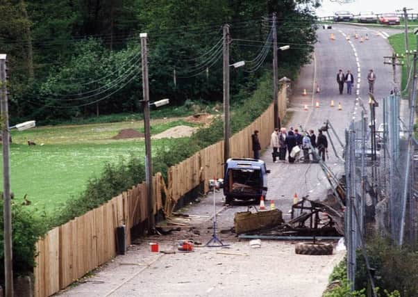 The scene at Loughgall RUC Station in May 1987