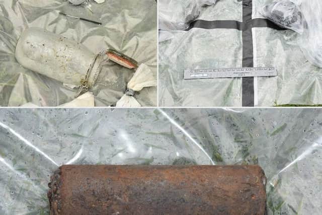 Undated PSNI handout photos of part of a suspected pipe bomb case and other equipment seized during a series of police swoops in Northern Ireland that have dealt a significant blow to the capacity of dissident republicans,