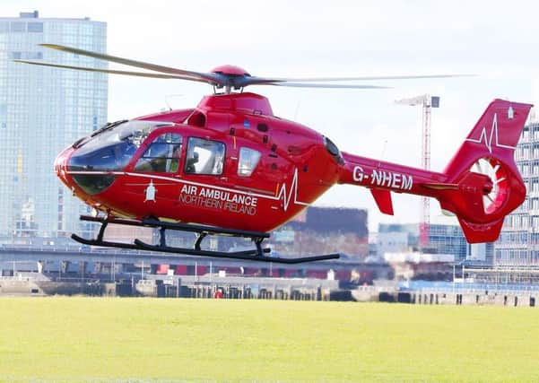The NI Air Ambulance helicopter flew doctors to the scene of the accident on Saturday