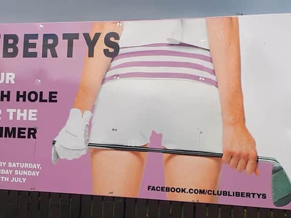 Undated handout photo of a billboard with the advert for Libertys night club.