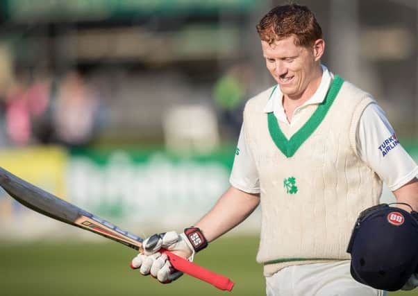 Test Match Day 4, Malahide Cricket Club, Dublin 14/5/2018
Ireland vs Pakistan
Ireland's Kevin O'Brien celebrates as he leaves the pitch
Mandatory Credit Â©INPHO/Oisin Keniry