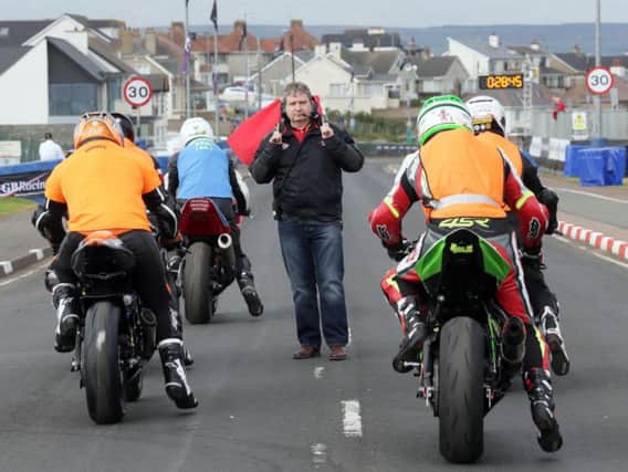 Practice was halted on Tuesday following a crash during the Superbike session at the North West 200.