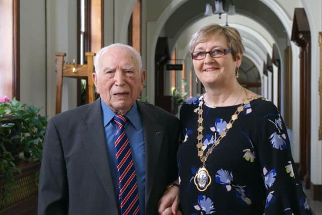 Second World veteran Edward (Teddy) Dixon and Deputy Lord Mayor, Councillor Sonia Copeland