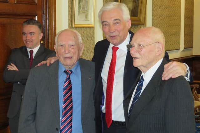 Teddy Dixon (front left) with Paul Clark and Bill Eames