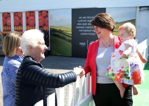 DUP leader Arlene Foster met young and old during her day out at the Balmoral Show