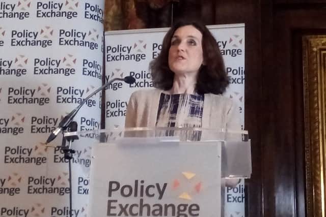 Theresa Villiers, the former secretary of state for Northern Ireland, at the Policy Exchange seminar on unionism, held Great George Street, Westminster on Monday May 21 2018.