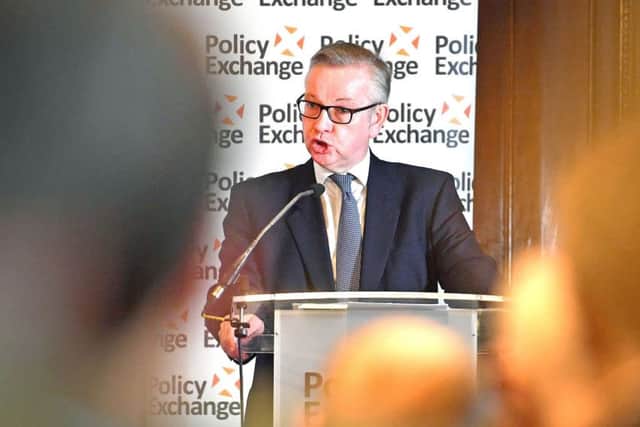 Michael Gove, Secretary of State for Environment, Food and Rural Affairs, speaks at a Policy Exchange conference titled The Union and Unionism - Past, Present and Future, in central London. Monday May 21, 2018. Photo: John Stillwell/PA Wire