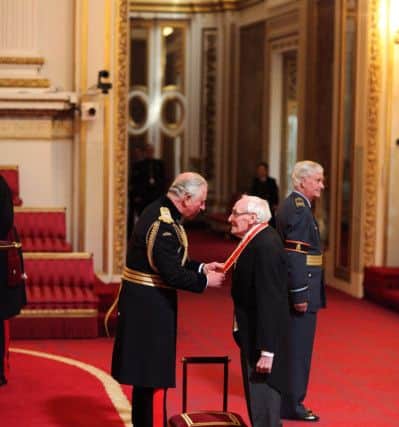 Sir William Wright is made a Knight Bachelor of the British Empire by the Prince of Wales at Buckingham Palace.  Picture: Yui Mok/PA Wire