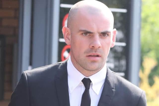Republic of Ireland footballer Darron Gibson leaving South Tyneside Magistrates' Court where he was given a two-year community order and banned from driving for 40 months after he admitted drink driving.