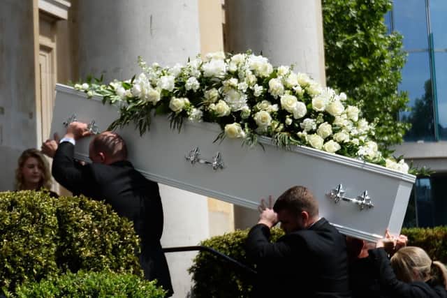 Gloria Hunniford arrives at Old Church, 1 Marylebone Road in London for the funeral of Supermarket Sweep star Dale Winton.