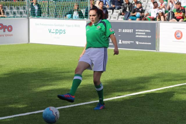Catrina Sheehan in action during the Homeless World Cup in Oslo, Norway last year