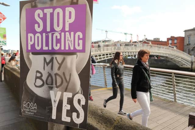 A poster in Dublin calling for a Yes vote on repeal of the Eighth Amendment of the Irish Constitution