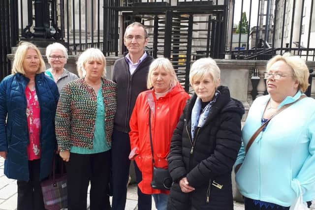 Members of Daniel Hegarty's family outside the High Court in Belfast on Wednesday