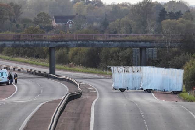 The scene on the M1 motorway on the day when David Black was shot dead