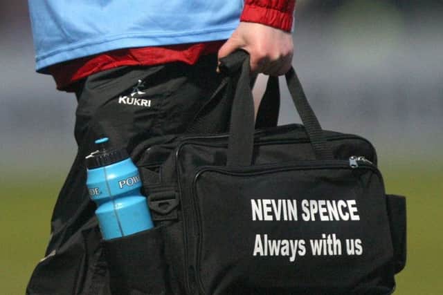 Gareth Robinsons medical bag remembering former player Nevin Spence
