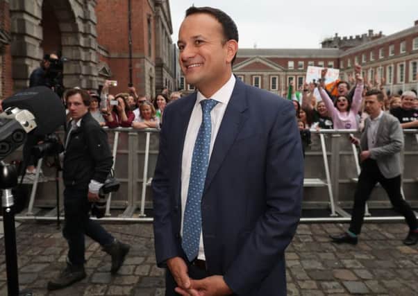 Taoiseach Leo Varadkar at Dublin Castle as the results are announced in the referendum on the 8th Amendment of the Irish Constitution which prohibits abortions unless a mother's life is in danger.