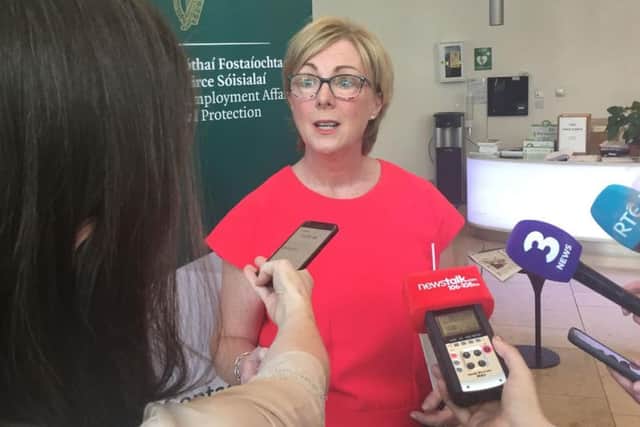 Employment Minister Regina Doherty talks to the media the Abortion Referendum who said legislation would be introduced to liberalise abortion in the Irish Republic.