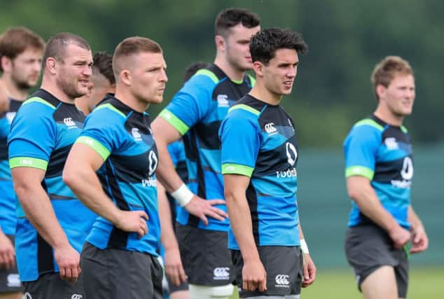 Ireland Rugby Squad Training, Carton House, Co. Kildare 31/5/2018
Jack McGrath, Andrew Conway and Joey Carbery  
Mandatory Credit Â©INPHO/Billy Stickland