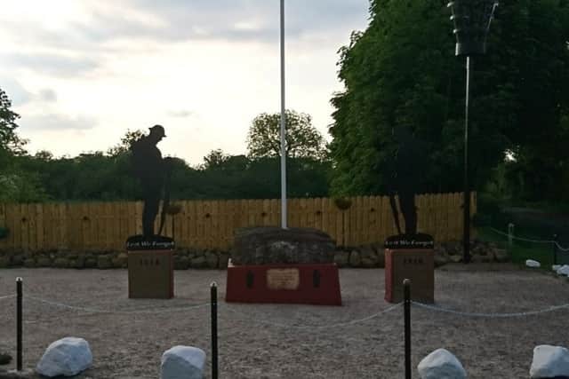 Several improvements have been made to the war memorial in Stoneyford, including the erection of two sculptures depicting soldiers