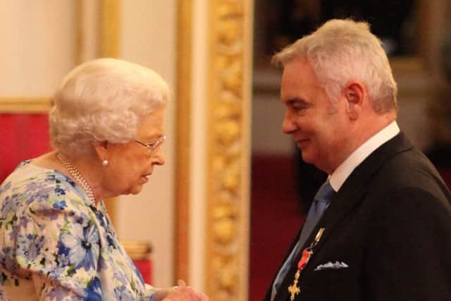 Eamonn Holmes is made an OBE (Officer of the Order of the British Empire) for services to broadcasting by Queen Elizabeth II during an Investiture ceremony at Buckingham Palace in central London. Pic:: Yui Mok/PA Wire