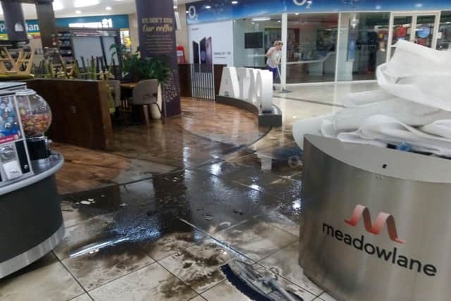 Water flowed in from the ground floor car park in to the shopping mall