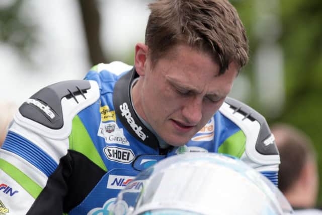 Dean Harrison set a new outright lap record at over 134mph but was ruled out on lap four with a machine problem.