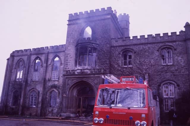The Burnt out remains of Tynan Abbey after the killing of the Stronges. Incendiary devices planted by terrorists destroyed the ancestral home of the Stronge family where Sir Norman Stronge and James Stronge lived at the time.  Photo: Pacemaker Press 1981
.