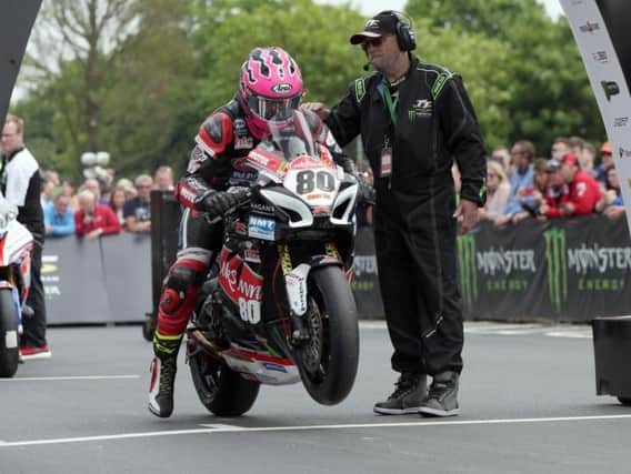 Davey Todd leaves the line on the Burrows Engineering Racing Suzuki in the RST Superbike race.