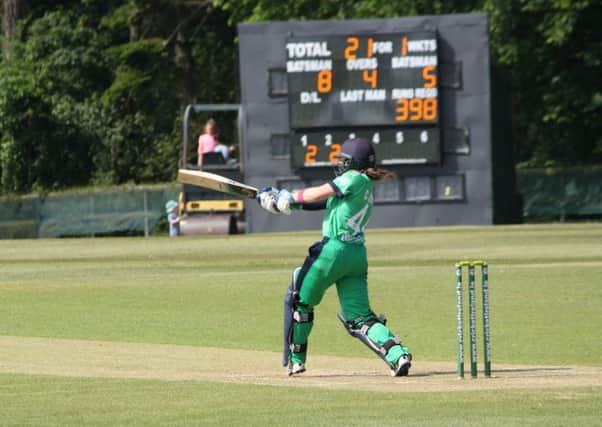 Cecelia Joyce on show for Ireland women against New Zealand. Pic by Cricket Ireland.