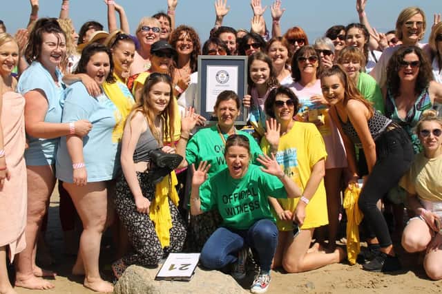 Handout photo of people after they took part in the strip and dip world record attempt in Co Wicklow on Saturday