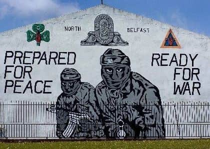 A sinister UVF mural in the Mount Vernon area of north Belfast