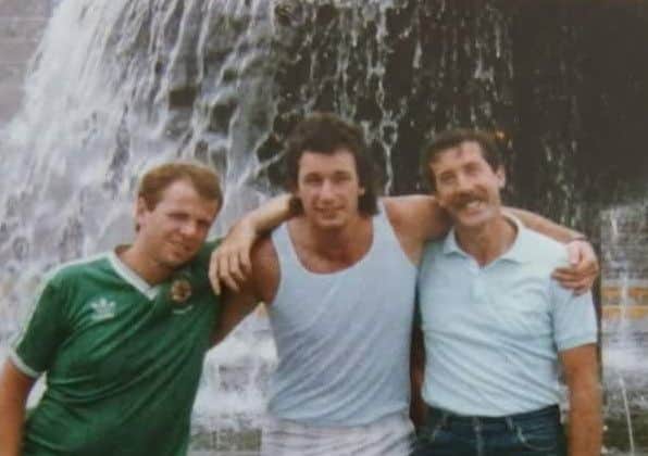 Main image: Davy Wilson (on the left) is with his cousin Mark Suffern (centre) and friend John McGimpsey in Guadalajara