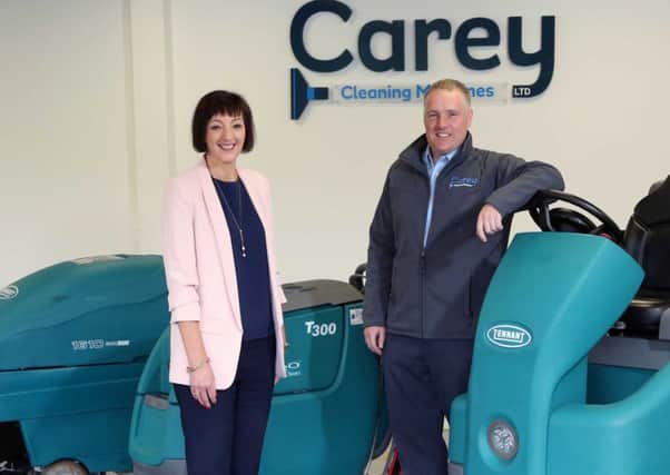 Invest NIs Moira Loughran with William Carey of Carey Cleaning Machines