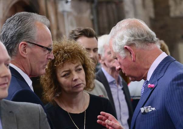 Sinn Fein's Gerry Kelly and former Culture Minister Caral Ni Chuilin meet Prince Charles in Belfast
