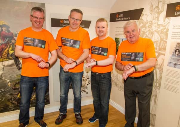 Orangemen taking part in the two million step challenge next month include (from left) Jack Greenald, Harry Baxter, Paul Clydesdale and Roy Graham