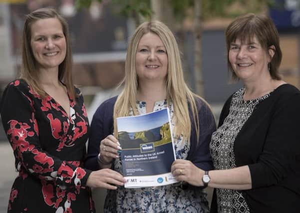 At the launch of the report were (from left) Dr Bethany Waterhouse Bradley, Ulster University, Prof ChÃ©rie Armour, Ulster University and Dr Paula Devine of the Northern Ireland Life and Times Survey, QUB