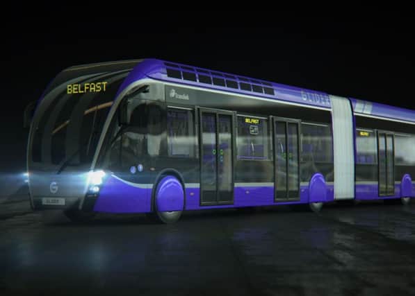 A promotional image of one of the new Glider buses