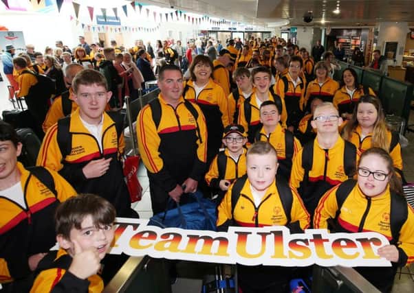 Team Ulster athletes gathered at Belfast Central train station.