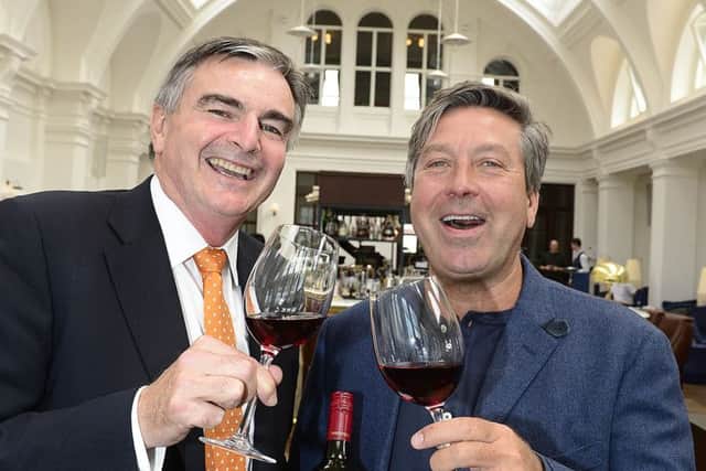 Neil McGuigan and John Torode join forces to launch the first red in their collaboration series. TV Presenter and Chef John Torode is pictured with Neil McGuigan at the new Titanic Hotel in Belfast during a interview for the News Letter Paper.

Picture By Arthur Allison. Pacemaker Press.