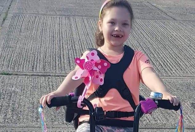 Sophie Gibson from Newtownards, who suffers from a rare genetic condition which causes a high volume of seizures. Her mother Danielle Davis is pressing the department of health to give her permission to import medicinal cannabis to treat the condition.