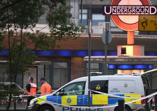 Emergency services at the scene at Southgate tube station after reports of a minor explosion. Photo by: Victoria Jones/PA Wire